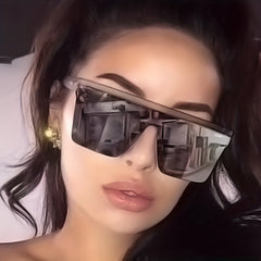 Square One piece Sunglasses For Women Men Large Mirrored UV400 Sun Shades