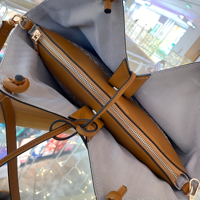 2pc Pattern Bag Set Large Capacity Tote & Crossbody Shoulder Bag