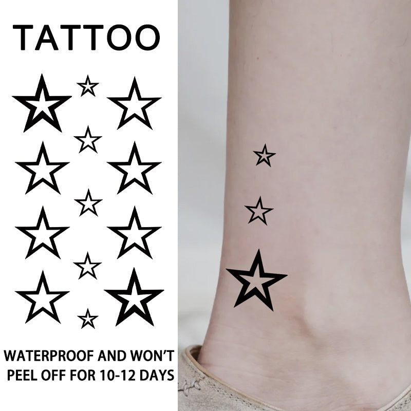 Water Resistant Temporary Tattoos Star Realistic Non Reflective Ink 1-2 Weeks