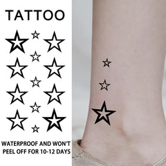 Water Resistant Temporary Tattoos Star Realistic Non Reflective Ink 1-2 Weeks