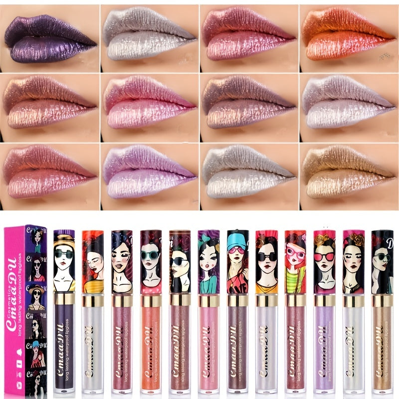 Metallic Shimmer Lip Gloss Long Lasting Waterproof Lip Stain