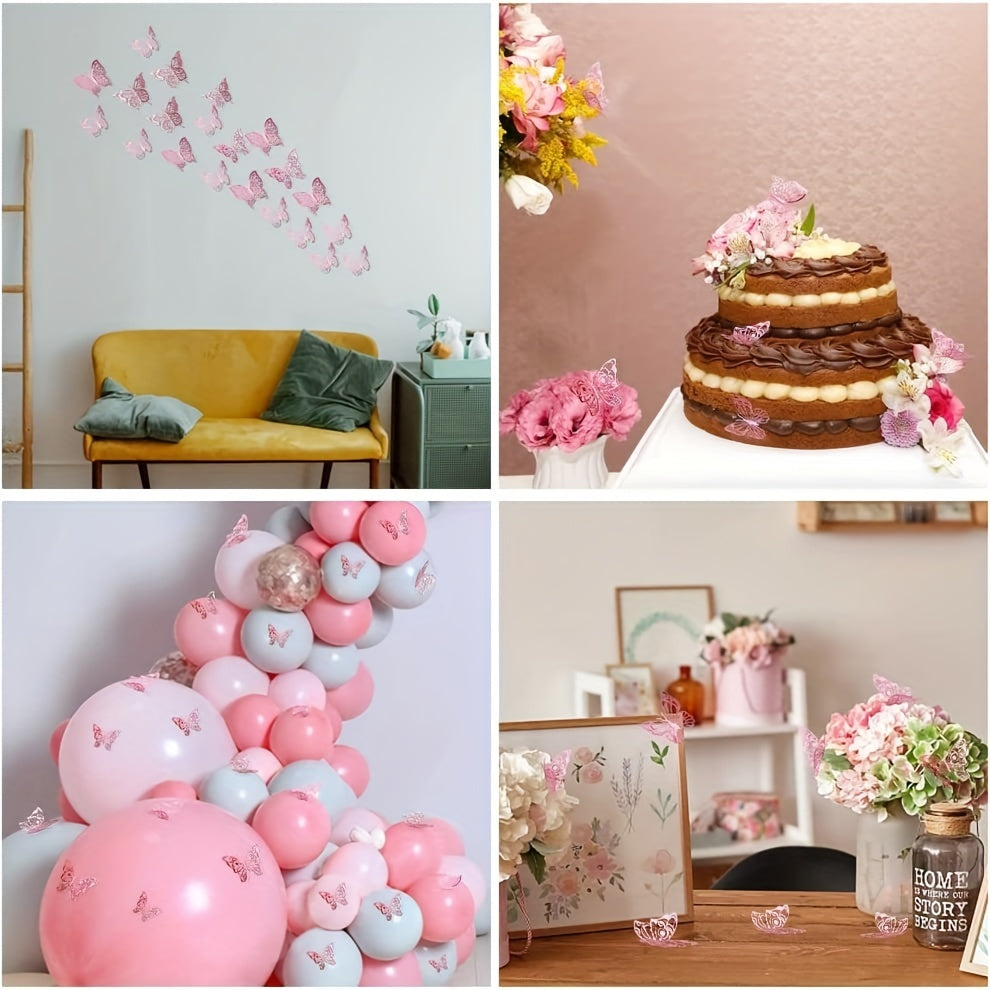 72pcs 3D Butterfly Wall Decor Stickers Silvery Party Decorations
