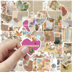 54pcs Retro PVC Stickers Collage Self Adhesive Decals Mixed Colors