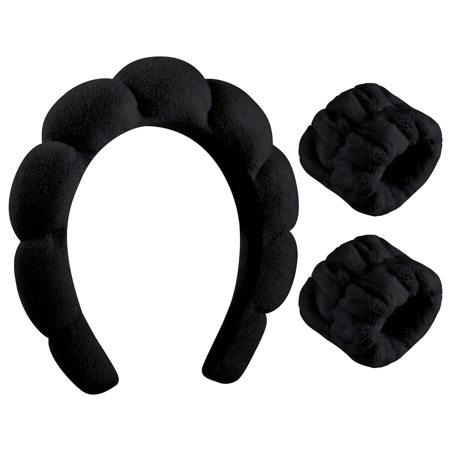 4pc Plush Hair Accessories Set Fuzzy Bow Knot Headband Leopard Pattern Waistband