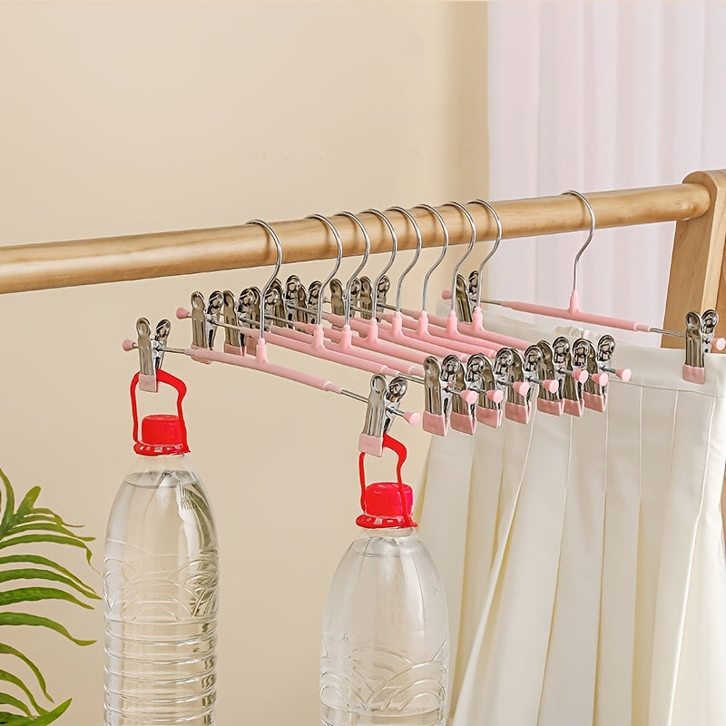 5pcs Pant Hanger Clip Plastic Stainless Steel Non-slip Underwear Drying Hanger