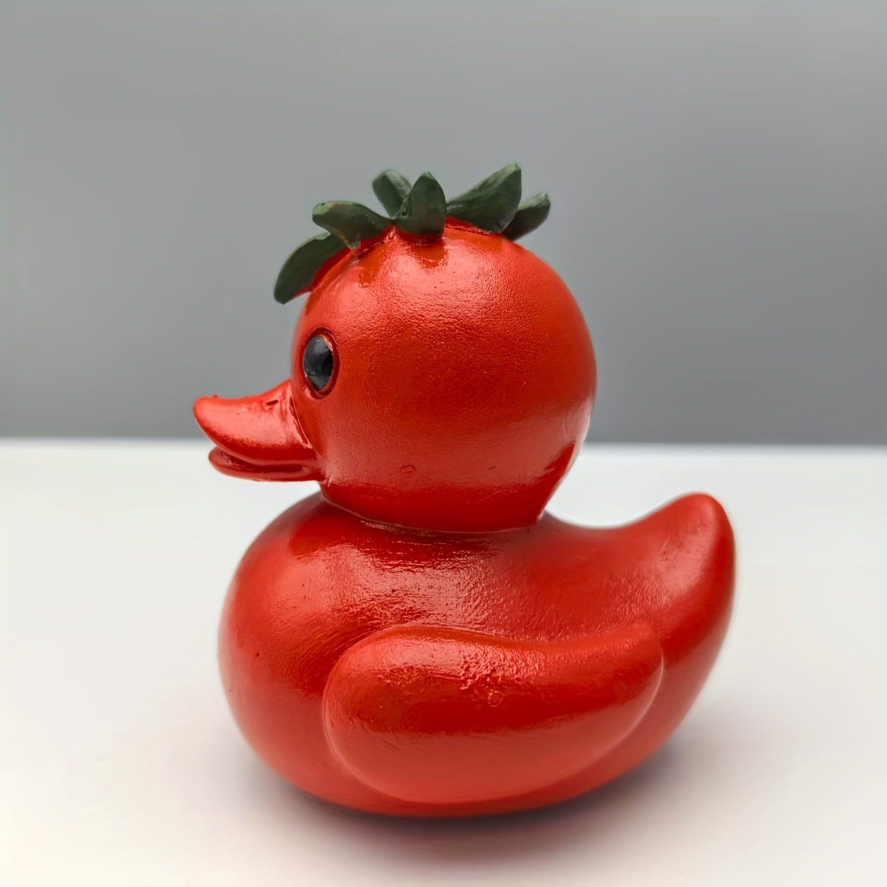 Playful Tomato Duck Figurine Resin Decor