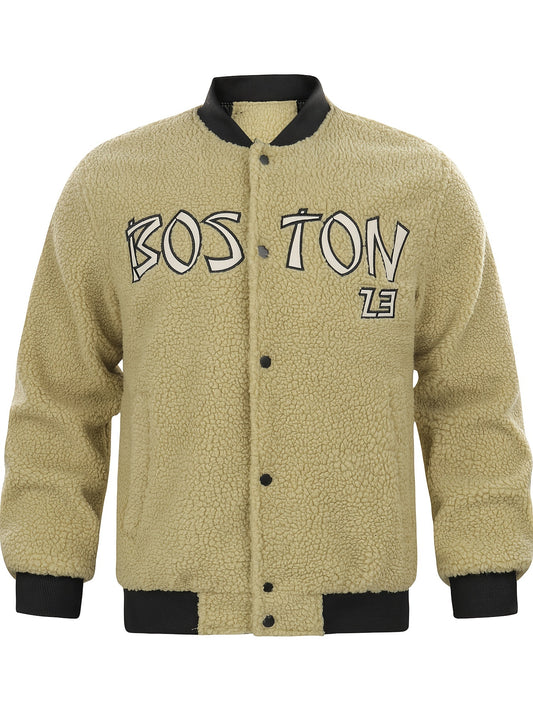 Men's Lamb Wool Winter Baseball Jacket