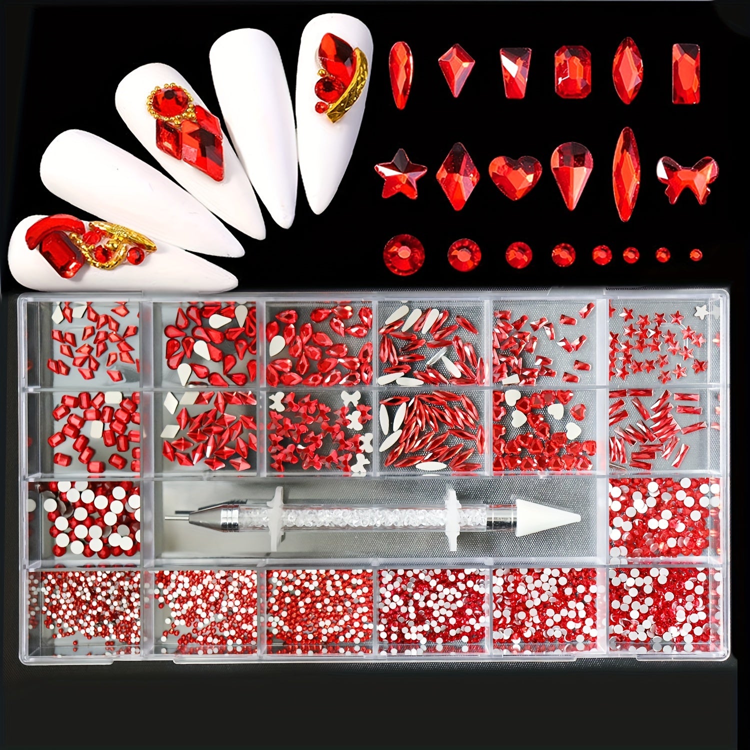 Assorted Nail Rhinestones Set - Decorative Gems for Nail Art