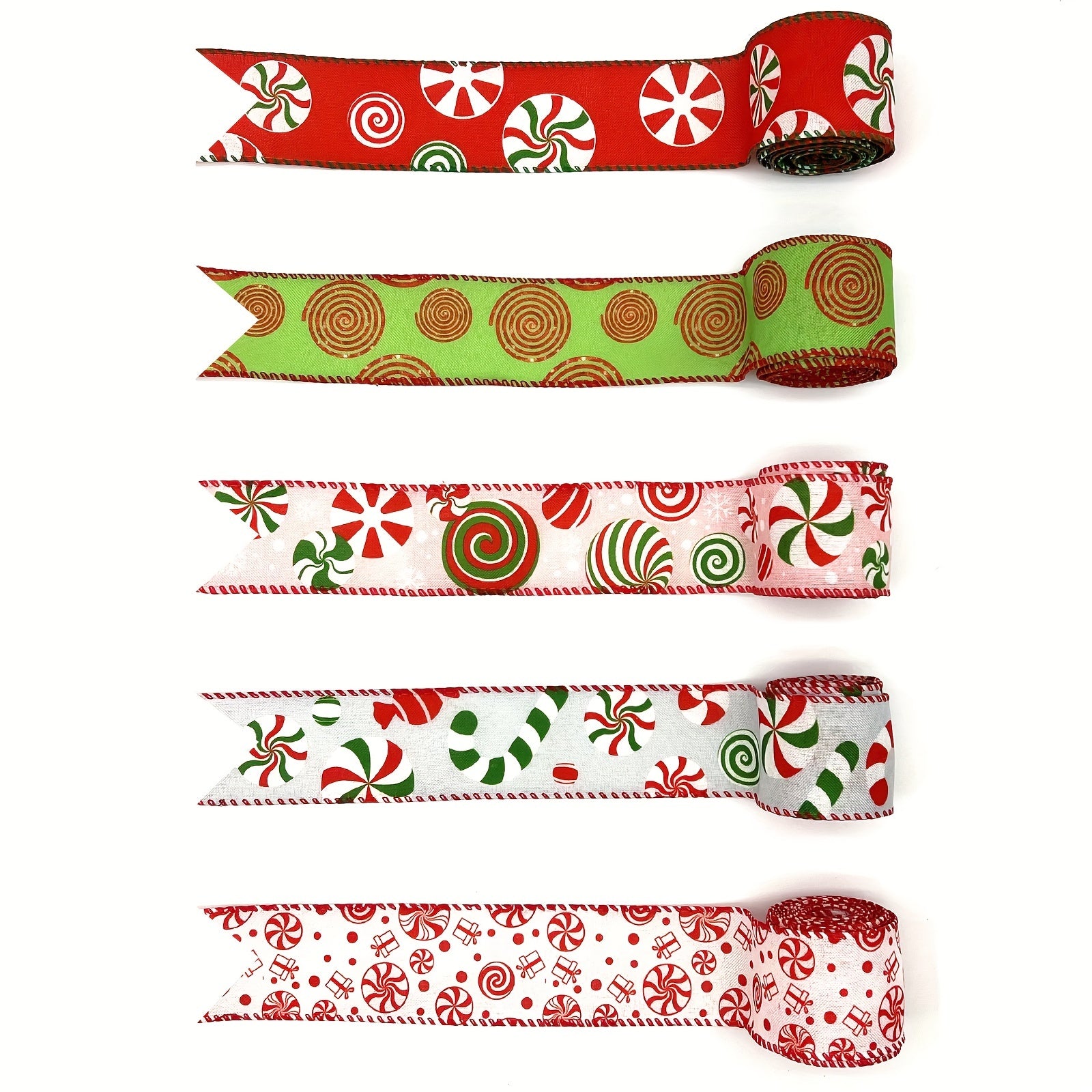 1pc 4 57 Meter Christmas Wired Edge Ribbon Candy Cane Burlap Ribbon