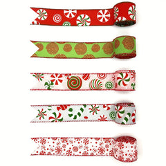 1pc 4 57 Meter Christmas Wired Edge Ribbon Candy Cane Burlap Ribbon