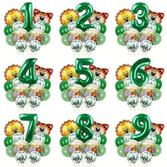 13pcs Jungle Wildlife Balloon Set for Boys' Birthday & Baby Showers