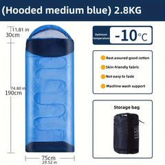 Winter Warm Envelope Sleeping Bag With Cap for Camping