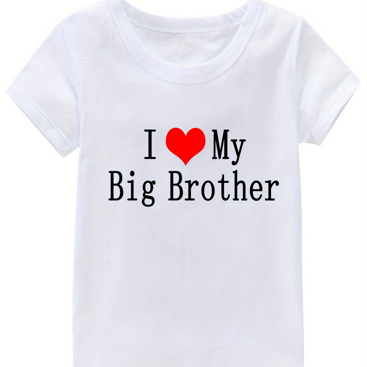 Girl's I Love My Big Brother Print Cotton T-shirt for Summer