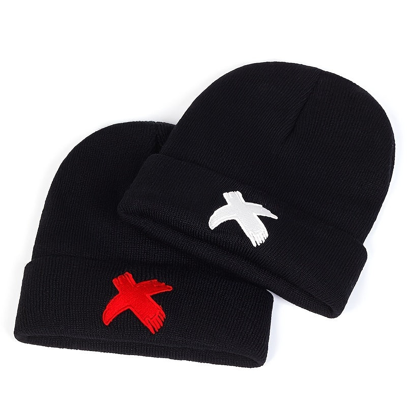 Men's X Embroidered Soft Knitted Winter Warm Hat