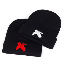 Men's X Embroidered Soft Knitted Winter Warm Hat