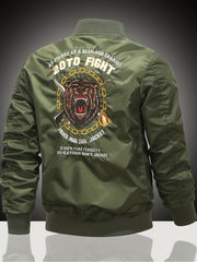 Embroidered Men's Slim Fit Street Jacket Windproof Motorcycle Jacket