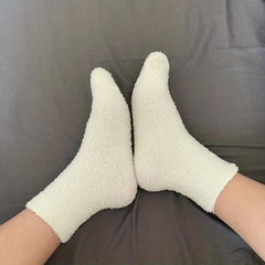5 Pairs Kids Teenagers Coral Fleece Warm Crew Socks