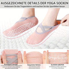 Women's Non Slip Yoga Socks with Cross Strap