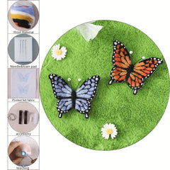 Butterfly Hairpin Brooch Wool Felt DIY Kit with Embroidery Cloth Threads Needles