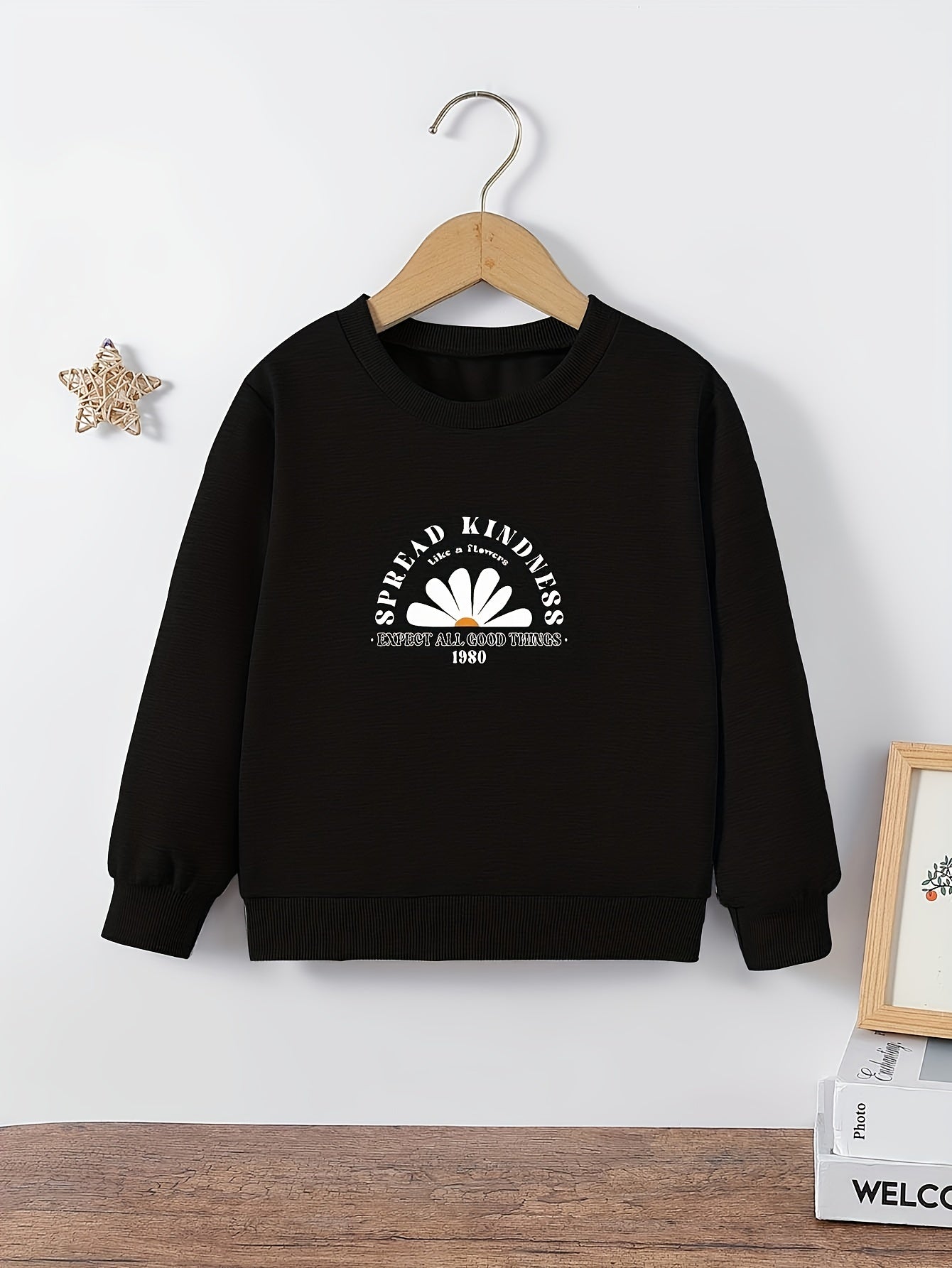 Girls Sweatshirt 'Happiness' Print Comfort Fit Long Sleeve Top Pullovers