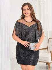  Sequins Tassel Mesh Bodycon Midi Dress