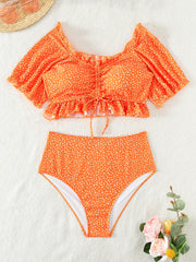 Floral Print Drawstring Bikini Set Women's Plus Boho Bathing Suit