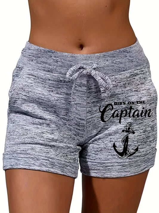 Letter & Graphic Drawstring Shorts for Women