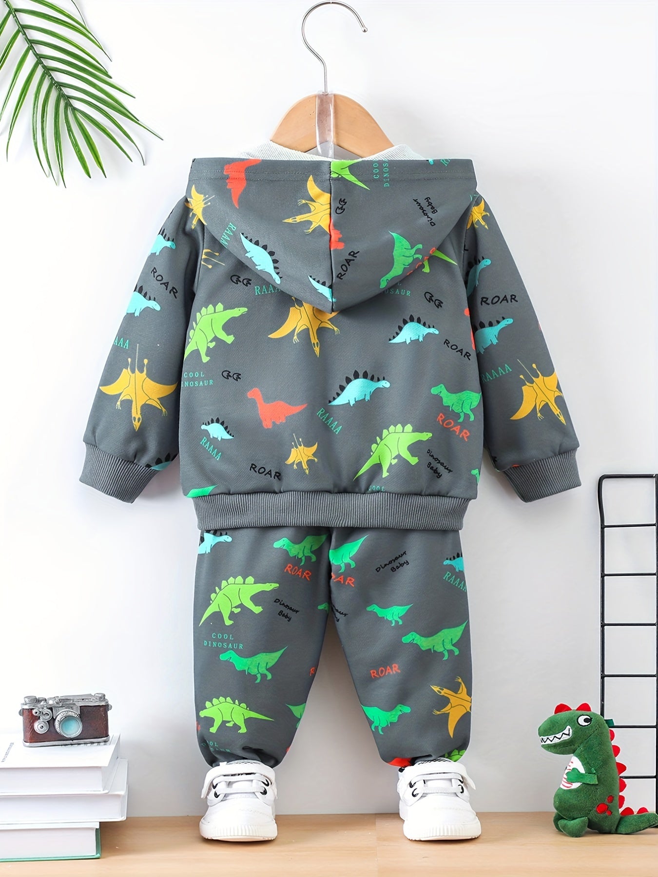 Baby Boys Dinosaur Print Hoodie & Pants Set