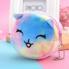 Plush Cartoon Unicorn Cat Bear Bunny Coin Purse Key Pendant Bag for Kids