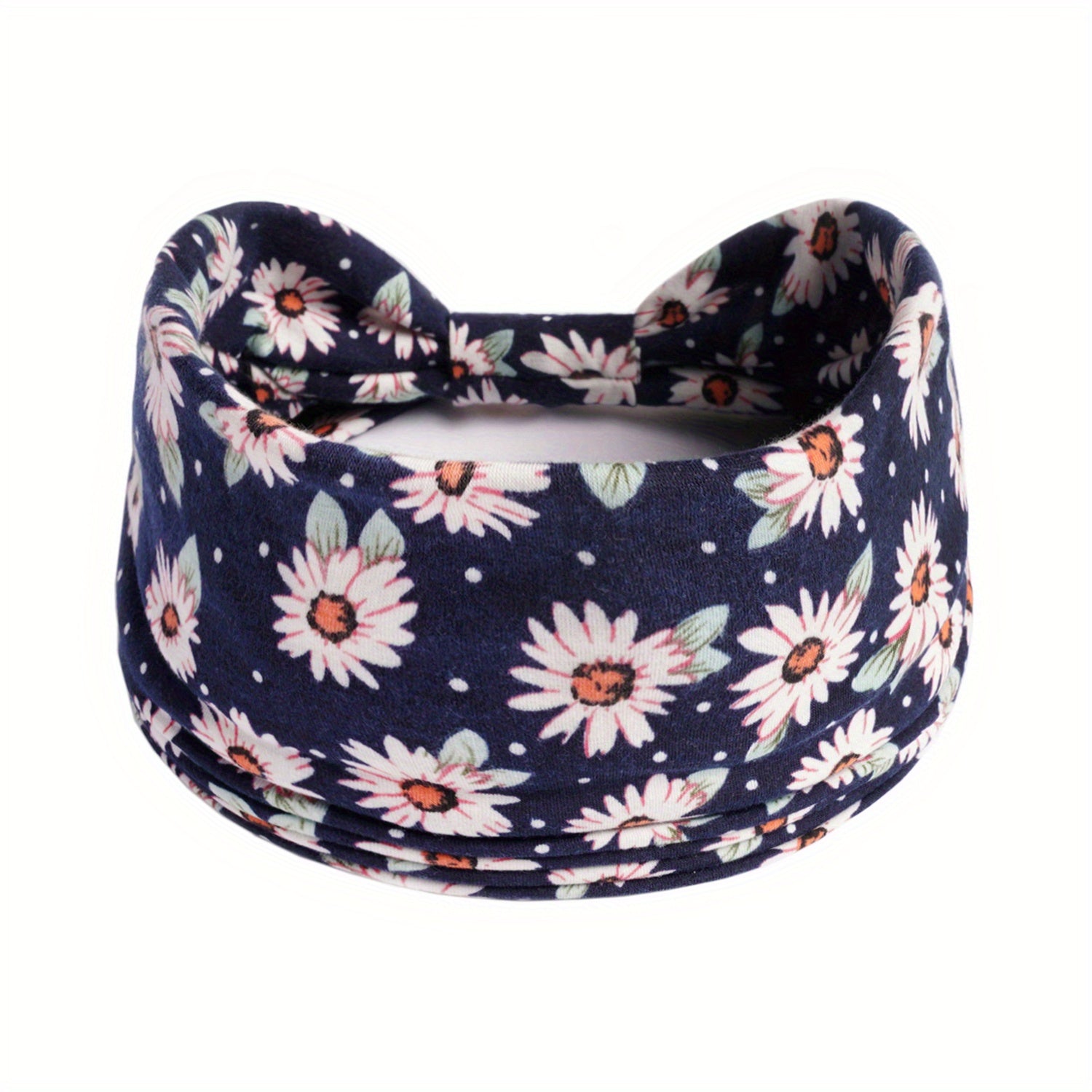 Daisy Pattern Headband Wide Sweatband Boho Style Hair Band