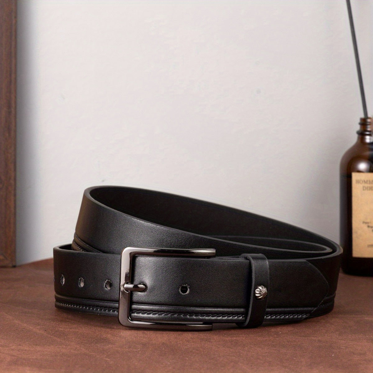 Men's Studded Core Formal Belt Casual Needle Buckle PU Leather Belt