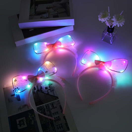 Colorful Flashing Bow Lighted Headband Holiday Decorative Ornaments