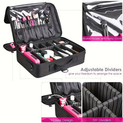 Pro Travel Makeup Case w/ Adjustable Dividers & Shoulder Strap