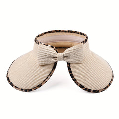 Leopard Print Straw Sun Hat UV Protection Visor