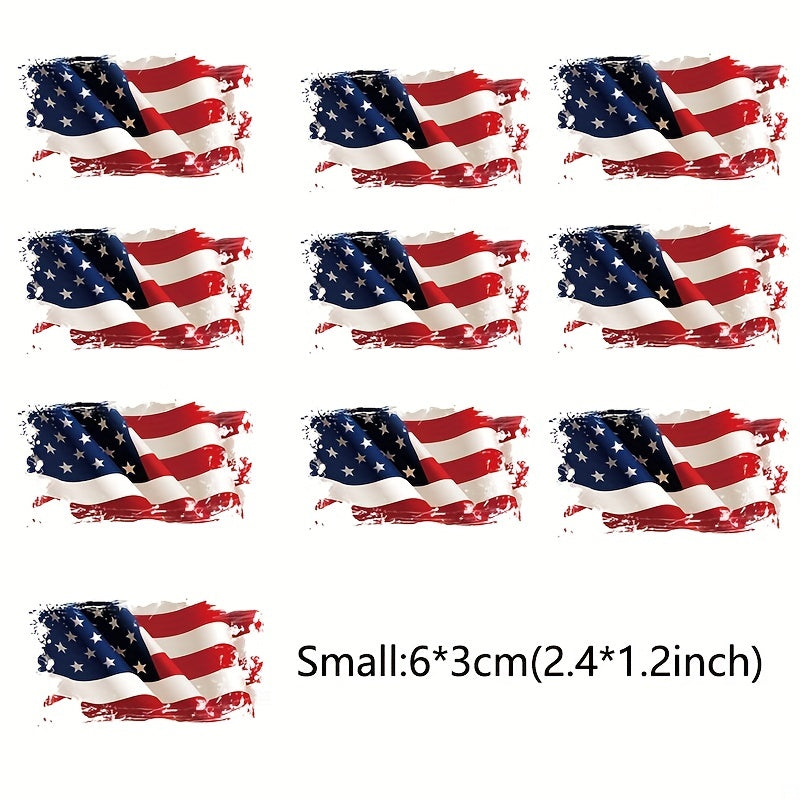 10pcs American Flag Heat Transfers Patches for DIY Uniform Vest Jacket T-Shirt