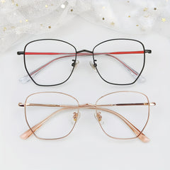 2pcs Square Frame Computer Glasses Unisex Metal Light Glasses
