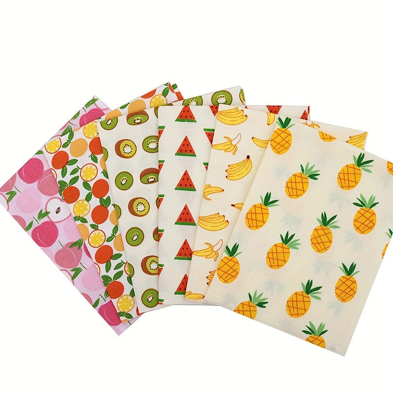6pcs Fruits Series Printed Fabric Patchwork Cloth DIY Sewing