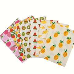6pcs Fruits Series Printed Fabric Patchwork Cloth DIY Sewing