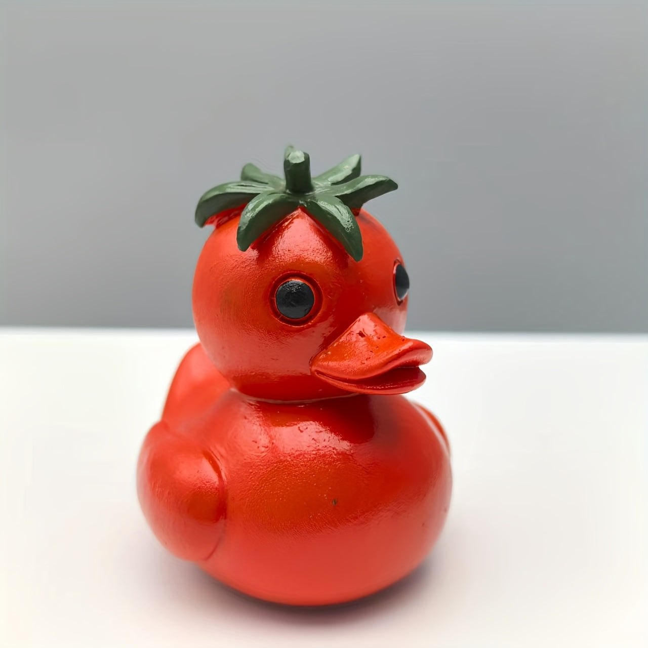 Playful Tomato Duck Figurine Resin Decor