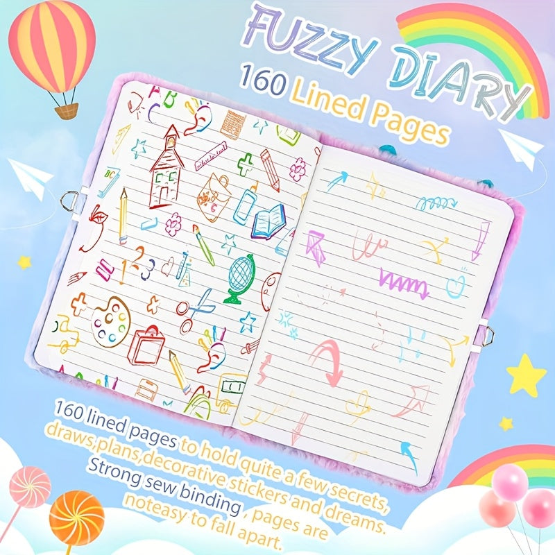 Purple Cat Diary with Heart Lock Gift Set