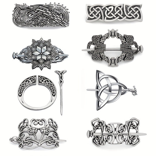 Viking Celtic Style Barrette Hair Pin Silver Irish Knot Jewelry Barrette
