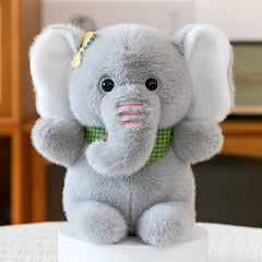 Grey & Pink Elephant Plush Toy Soft Stuffed Animal Large Expressive Eyes