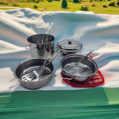 Kids Stainless Steel Pretend Kitchen Set with Cooking Utensils