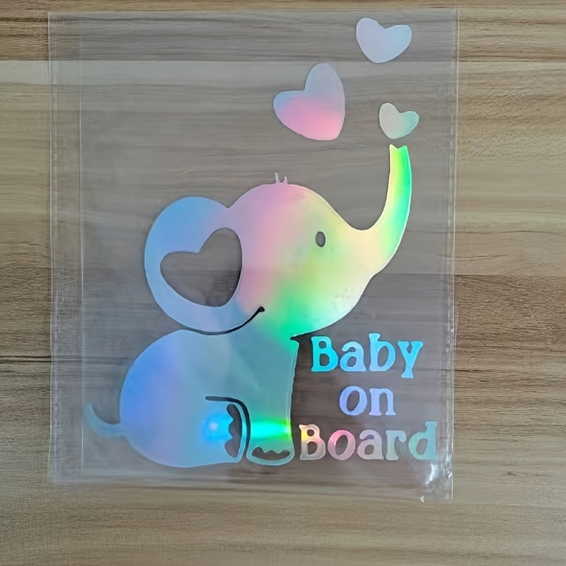 Elephant Baby On Board Car Reflective Sticker Safety Reminder