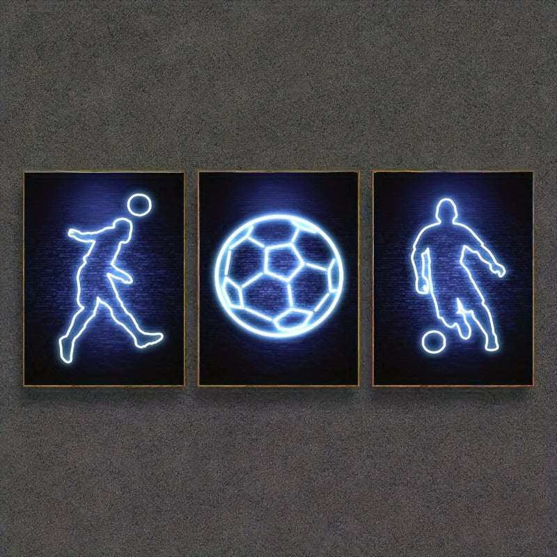 Modern Art Neon Football Player Canvas Poster