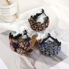 Light Rhinestone Ponytail Hair Claws Crystal Hair Bun Holder