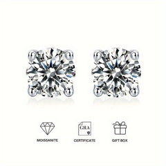 Moissanite Stud Earrings Sterling Silver Women's Jewelry Decor