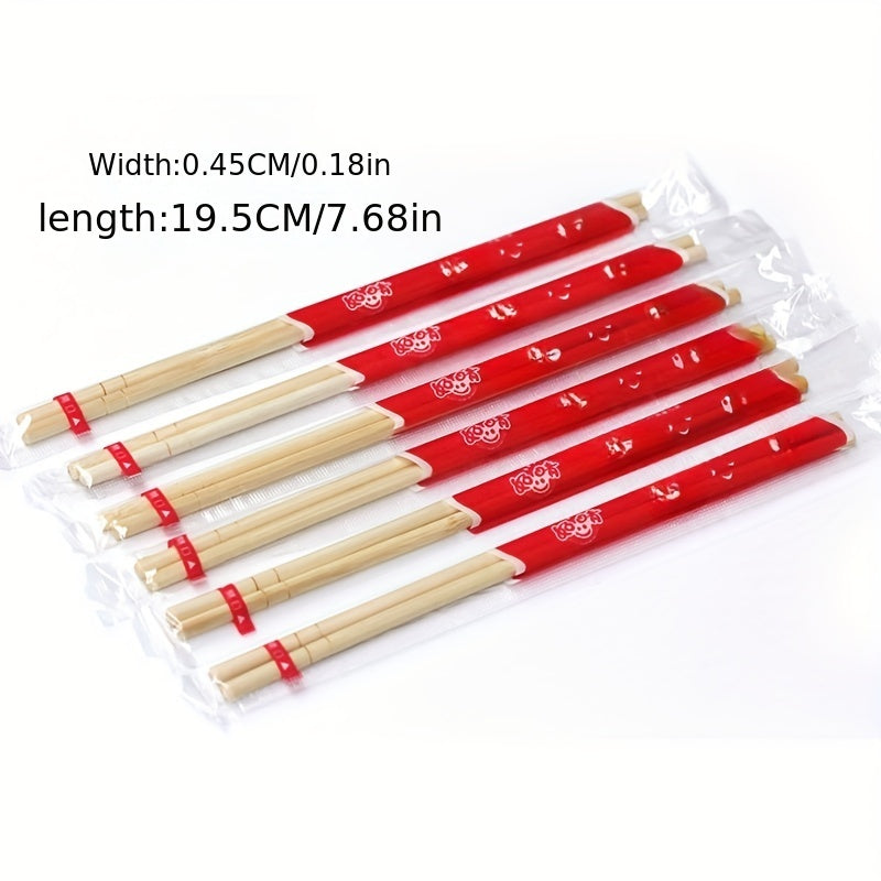 100 Pairs Disposable Chopsticks Red Festive Packaging Takeaway Restaurants Snack