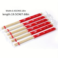 100 Pairs Disposable Chopsticks Red Festive Packaging Takeaway Restaurants Snack