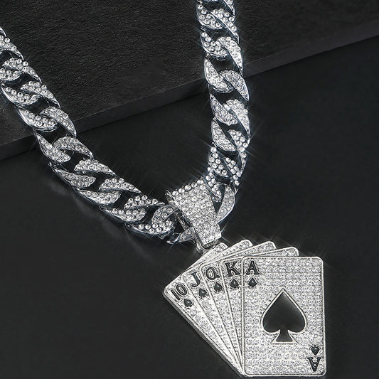 Poker Pendant Cuban Link Necklace
